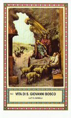Xsa-98-36 Vita di S. San GIOVANNI BOSCO LUPI E AGNELLI Santino Holy card